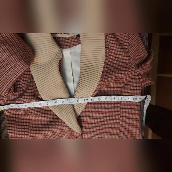 Dark Academia Blazer Plaid Wool with Rib Knit Trim Vintage Library Style - Picture 13 of 14